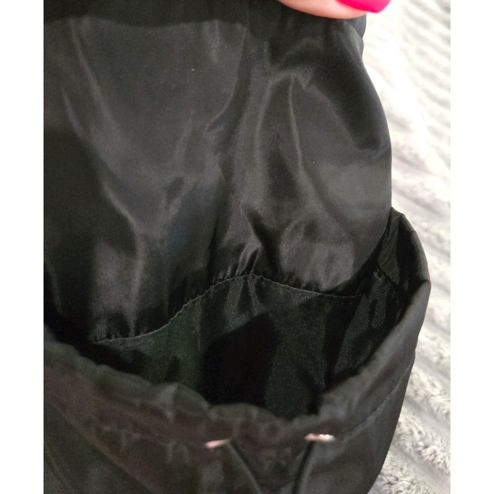 Black Nylon Diaper Tote Bag Large Multi Pocket Travel Shoulder Bag Carryall - Picture 5 of 14